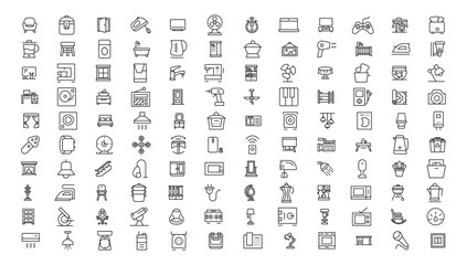 Household appliances. Home appliances and electronics icons. Vector illustration