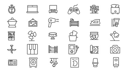 Household appliances. Home appliances and electronics icons. Vector illustration