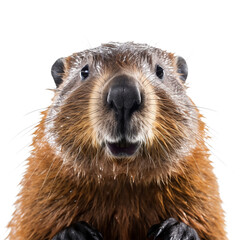 beaver face shot, isolated on transparent background  - obrazy, fototapety, plakaty