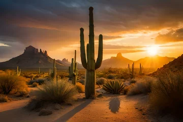 Gordijnen saguaro cactus in state AI Generated  © HotiGrapher