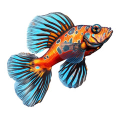 Fototapeta premium Mandarinfish, isolated on transparent background cutout, generative ai
