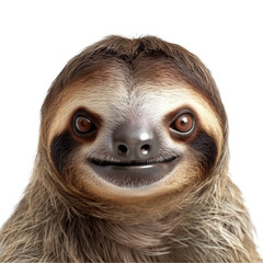Fototapeta premium sloth face shot , isolated on transparent background cutout , generative ai