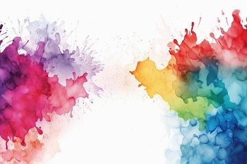 AI generated illustration of vibrant colorful ink spots on a white background