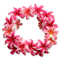 hawaii garland of pink Frangipani flowers - lei, generative ai