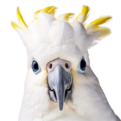 cockatoo face shot, isolated on transparent background cutout , generative ai