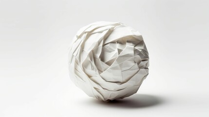 AI-generated illustration of a creative ball of crumpled paper sitting on a solid tabletop