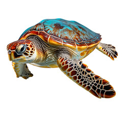 Fototapeta premium sea turtle (ocean marine animal) isolated on transparent background 