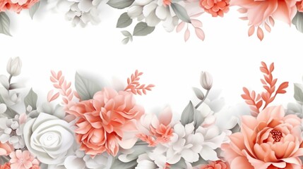 AI generated illustration of a vibrant floral background with delicate white and pink blossoms