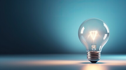 Light bulb idea background with a blue wall behind and space for text