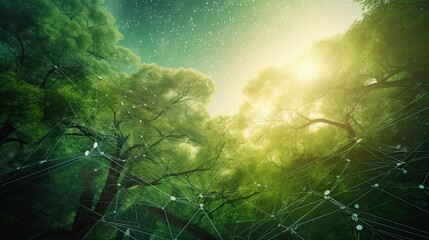nature-inspired background for a tech website with interconnected nodes