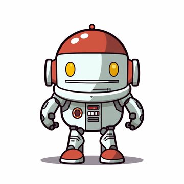 AI-generated illustration of a cheerful white and red cartoon robot