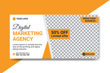 Digital Marketing Billboard Signage Banner Design , red template for placement of photos and text
