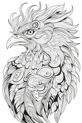 Fototapeta premium AI generated illustration of a simple coloring book rooster face design
