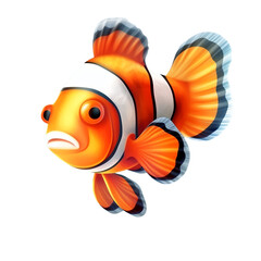 clown fish swimming , isolated on transparent background cutout, generative ai