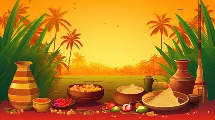 Obraz premium Happy Pongal Holiday of Tamil Nadu South India