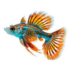 mandarin dragonet fish, isolated on transparent background cutout, generative ai