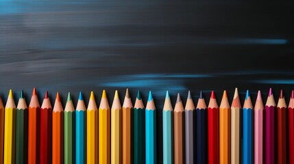 Illustration of a collection of vibrant colored pencils lined up in a row