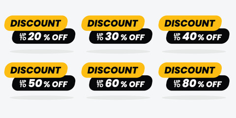 Set of discount tag on white background