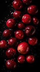 AI generated illustration of fresh cranberries in a dark setting, perfect for backgrounds