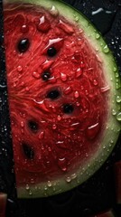 AI generated illustration of fresh watermelon in a dark setting, perfect for backgrounds