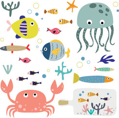 Pattern illustration with fish for kids