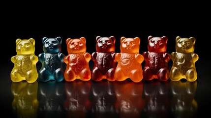 AI generated illustration of a stack of colorful gummy bears