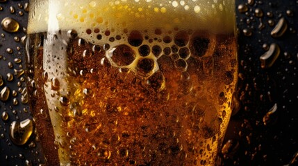 AI generated illustration of a closeup of beer in a glass - obrazy, fototapety, plakaty