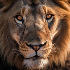 AI generated lion head with brown eyes
