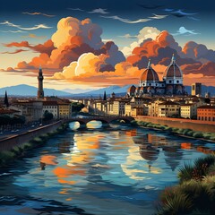  Florence, Italy captures its iconic and timeless architecture, steeped in rich history and the artistic legacy of the Renaissance. The image exudes cultural charm and enchants viewers with its magnif