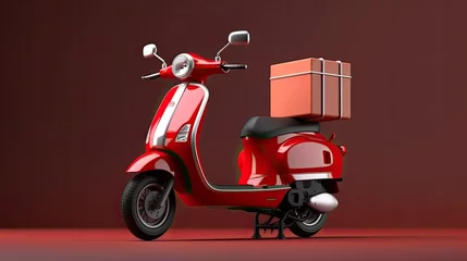 Schilderijen op glas bright modern delivery motorbike or scooter with courier box on back. ai generated © Ирина Рычко