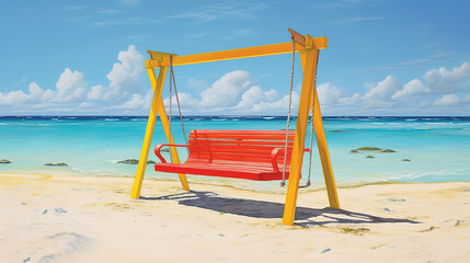 A swing on the beach. Generative ai