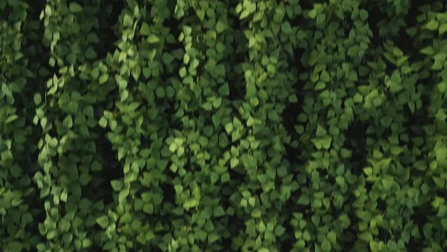 Flying over soybean field at low altitude at diffused light. Aerial view. Soybean crop. Agriculture.