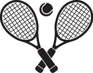 vector crossed tennis rackets and tennis ball