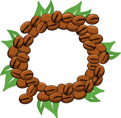 vector abstract background with coffee beans and leaves