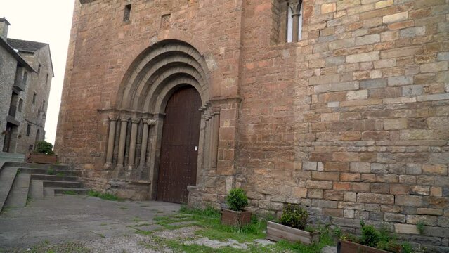 Ancient church in Ainsa old town, Huesca (Spain)