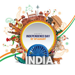 happy independence day India greetings. abstract vector illustration design.