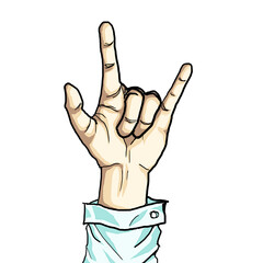 man with symbol hand up