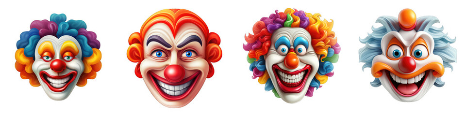 Obraz premium Clown Face clipart collection, vector, icons isolated on transparent background