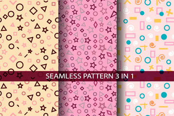 Abstract geometric patterns. seamless patterns set, abstract geometric shapes