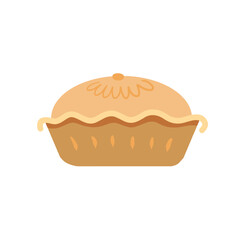 Traditional Pie or cake. Homemade food. Sweet delicious festive dessert. Flat cartoon illustration isolated on white background