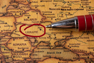 The territory of Ukraine is circled with a pen on the map.