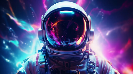 Fototapeta na wymiar Astronaut on Abstract Bright Background