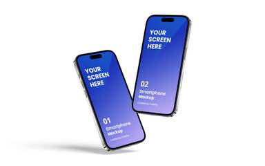 Fototapeta na wymiar Smartphone Mockup Silver | Fully Editable File, Replaceable Screen, Separated Shadow and Background 