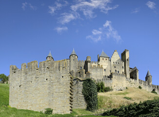 Fototapeta premium Walls around Carcassonne – Cite de Carcassonne, France, UNESCO World Heritage site