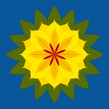 Yellow flower with green leaves