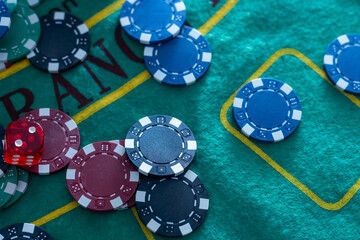 The 3d rendering of difference coloured casino chips