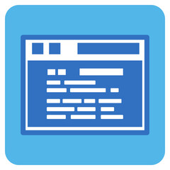 web page flat icon in blue square.