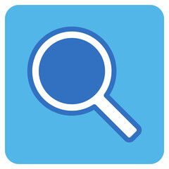 search flat icon in blue square.