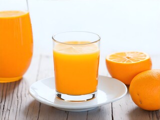 Fototapeta na wymiar Fresh orange juice in the glass - Fresh juice on the table