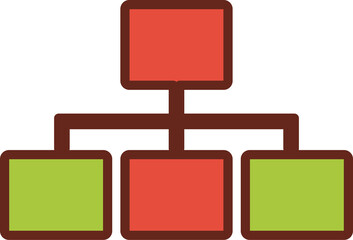 organization chart flat icon 3 colors.